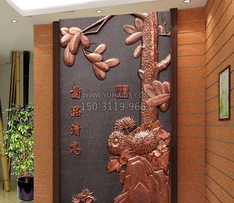 梅兰竹菊办公装饰壁画铜浮雕雕塑