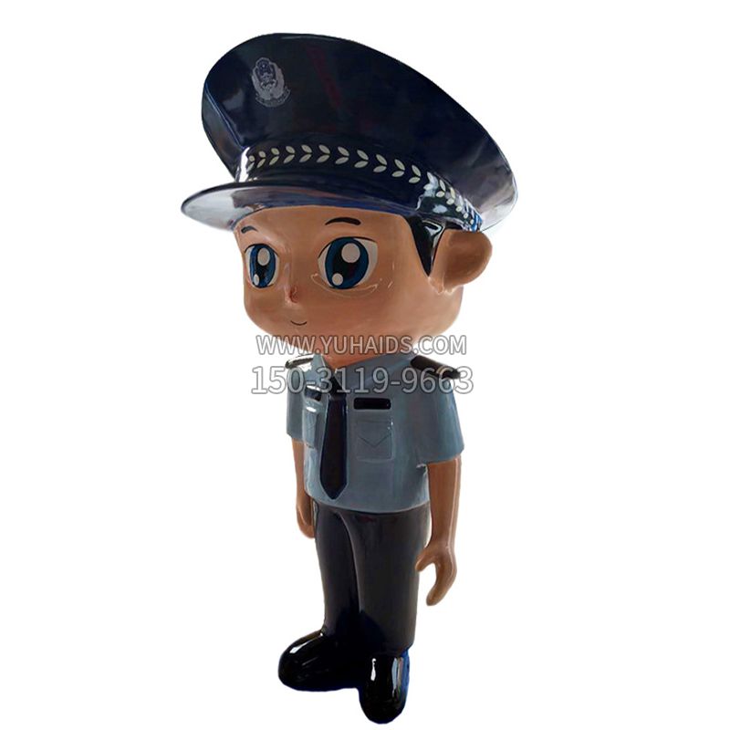 男警察玻璃钢卡通雕塑