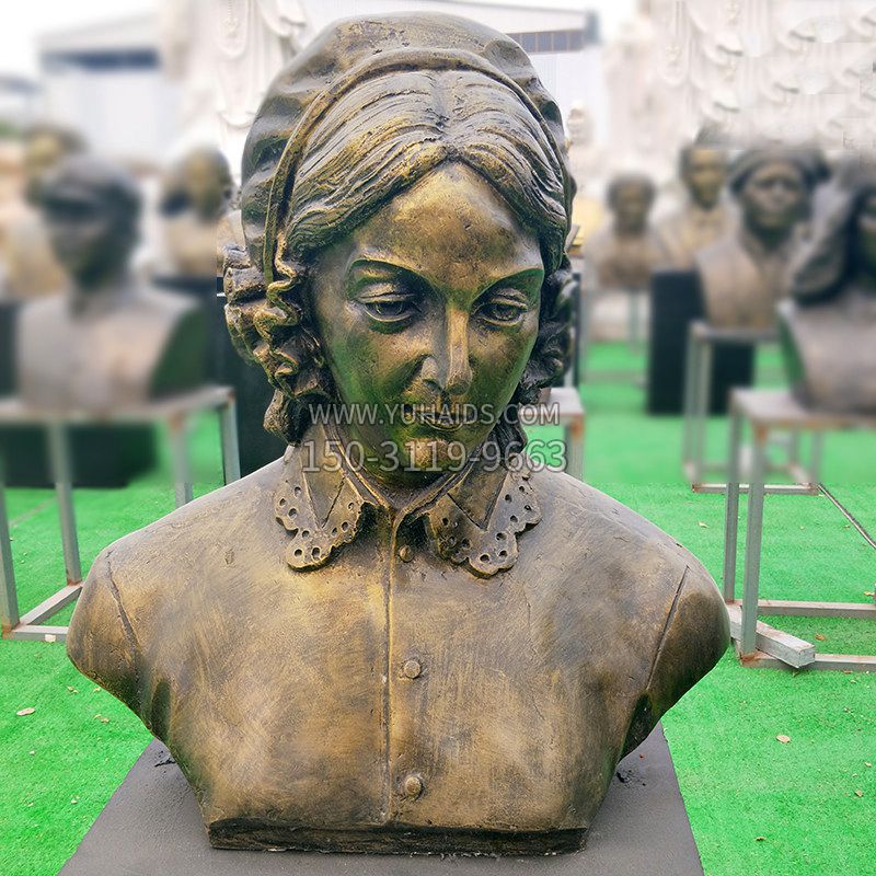 南丁格尔纯铜头像雕塑-医院名人雕像