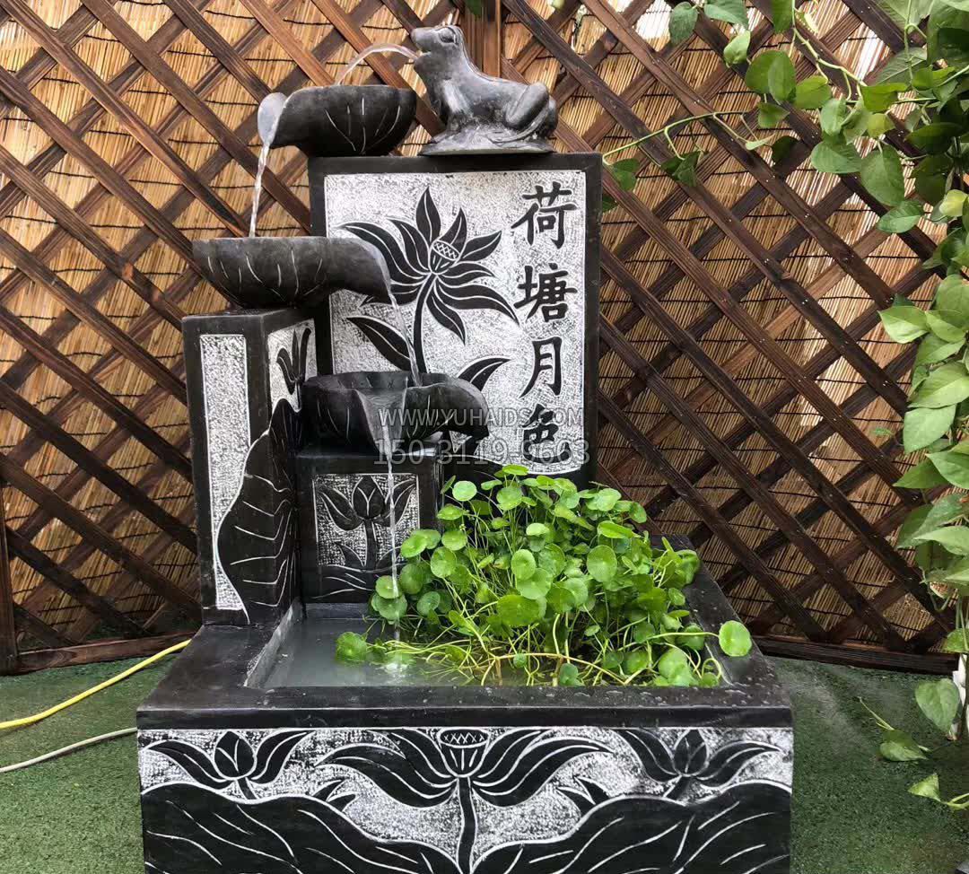 荷塘月色景观石雕喷水池雕塑