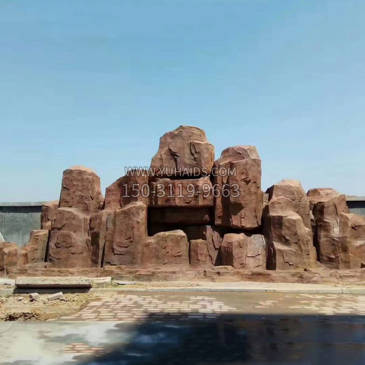 红色塑石塑石仿真假山雕塑