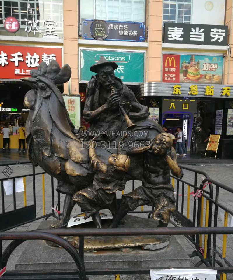 街边吹喇叭小品景观铜雕雕塑
