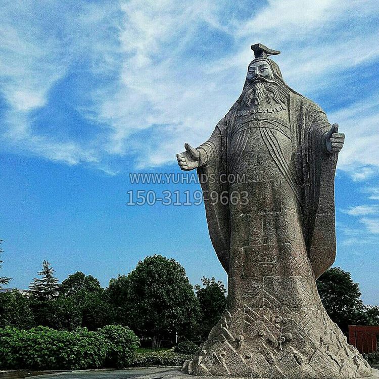 景区景点尧帝大型石雕像，中国历史名人上古最理想的君主雕塑