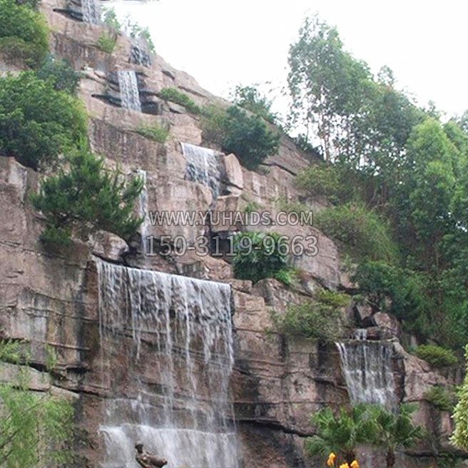 景区园林大型流水瀑布人造假山雕塑