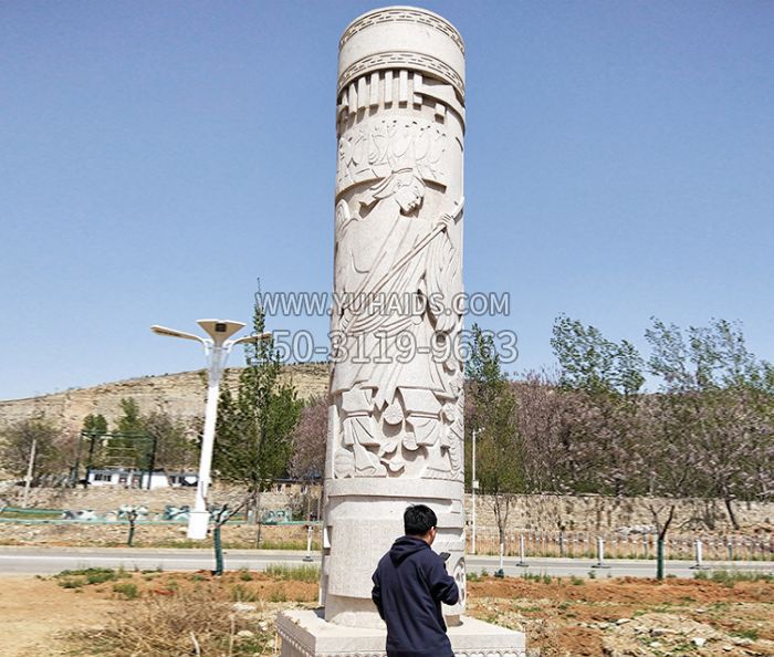 广场景观大理石文化柱石雕 (3)雕塑
