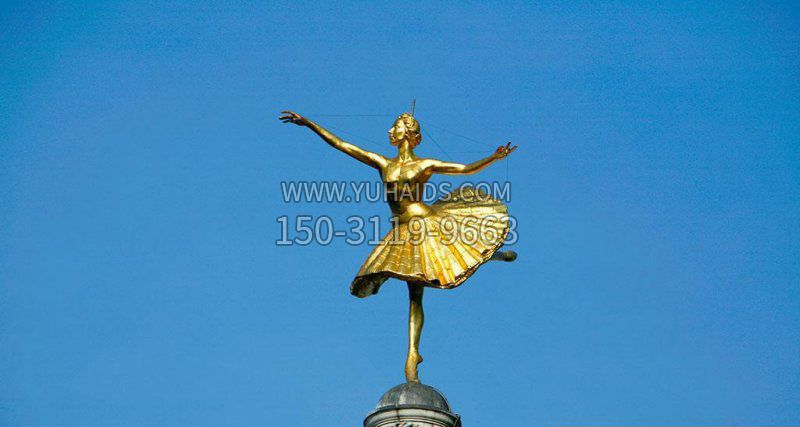广场跳芭蕾舞的西方女人景观铜雕雕塑