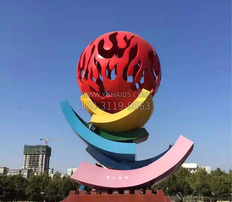 广场旭日不锈钢雕塑