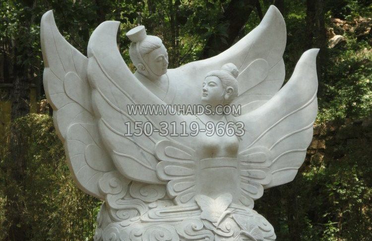 汉白玉梁山伯和祝英台化蝶石雕雕塑