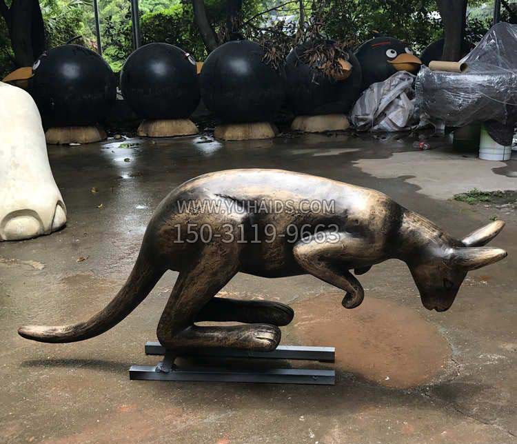 公园袋鼠动物铜雕雕塑