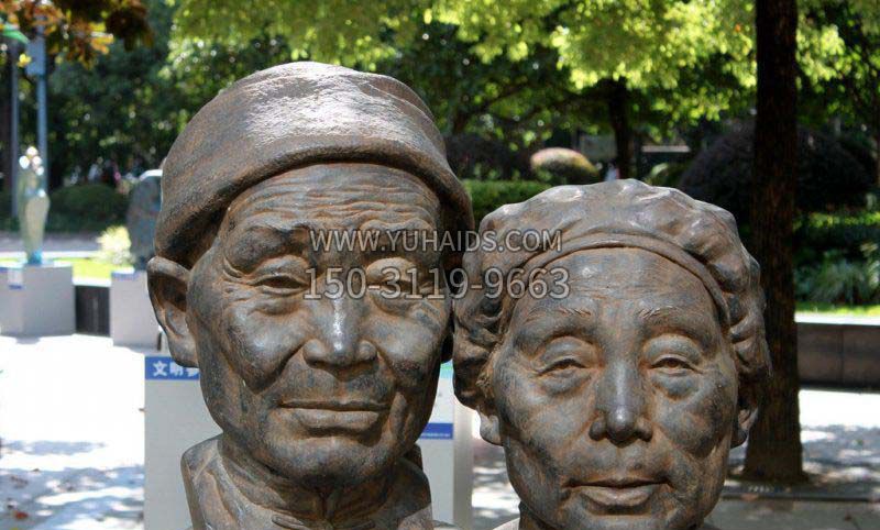 公园老年夫妻头像景观铜雕雕塑