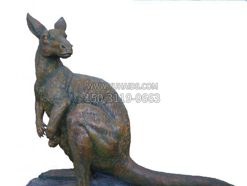 公园袋鼠动物铜雕 (4)雕塑