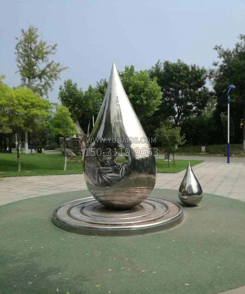 公园电镀不锈钢水滴雕塑