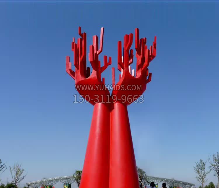 广场不锈钢抽象大树雕塑12
