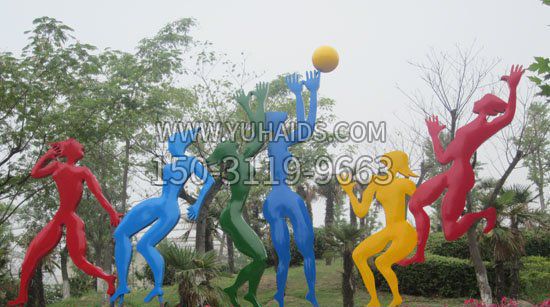 不锈钢运动打排球雕塑