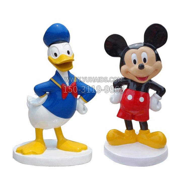 玻璃钢米老鼠和唐老鸭雕塑