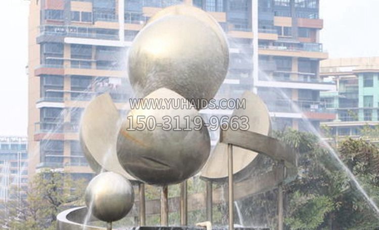 不锈钢球水中景观摆件雕塑