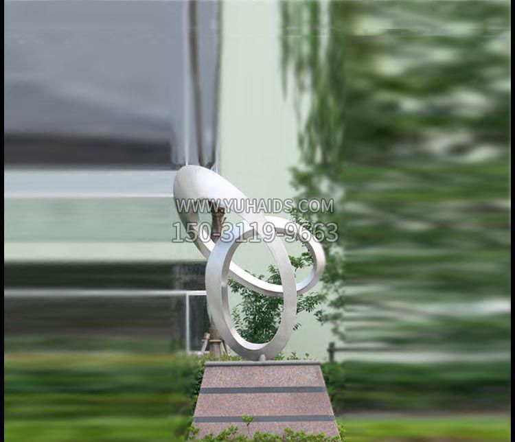 广场不锈钢弯曲线条雕塑