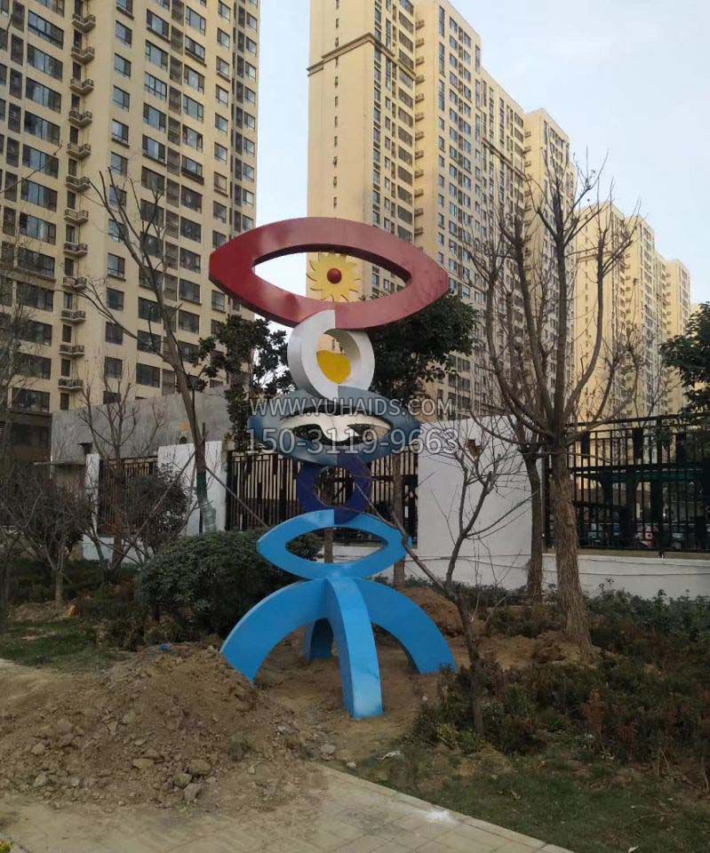 不锈钢别墅彩色抽象雕塑
