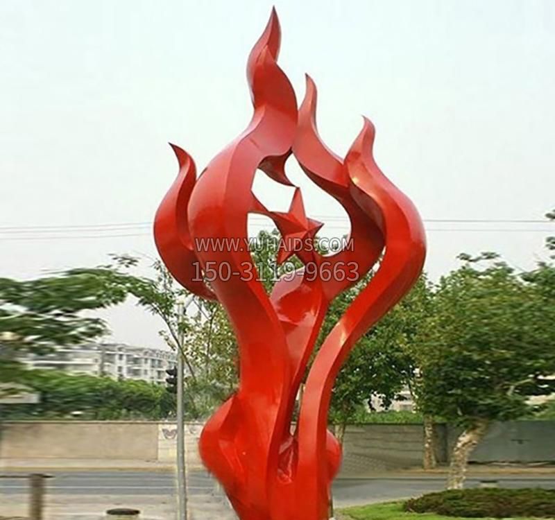 不锈钢抽象火焰景观雕塑