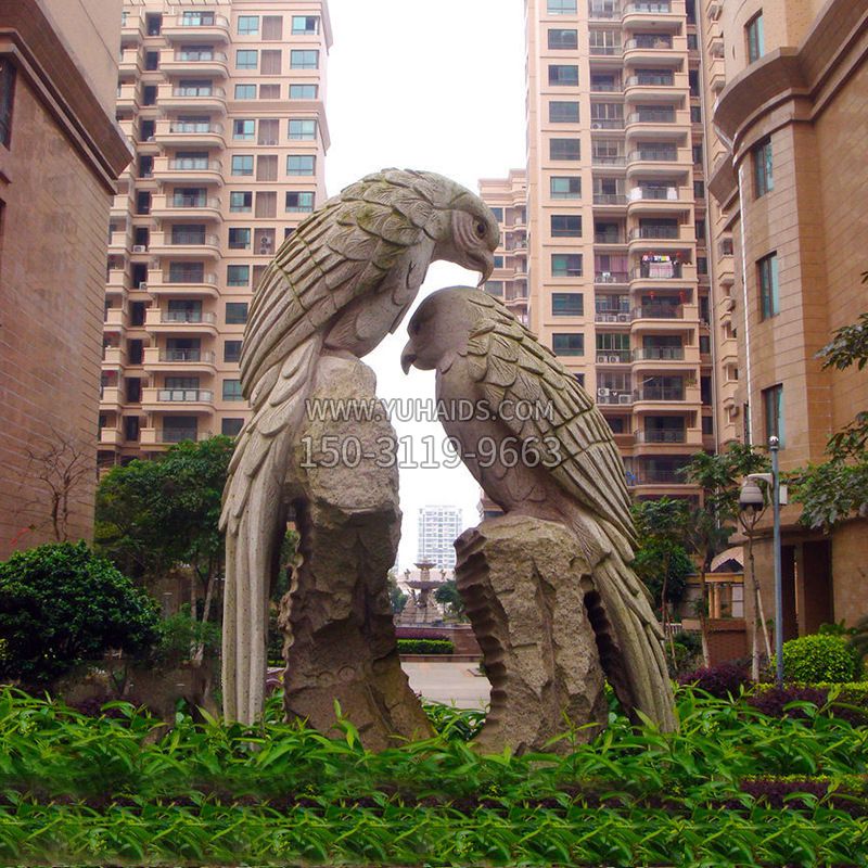 大型石雕鹦鹉景观雕塑-小区吉祥动物雕塑 大型石雕鹦鹉景观雕塑-小区吉祥动物雕塑