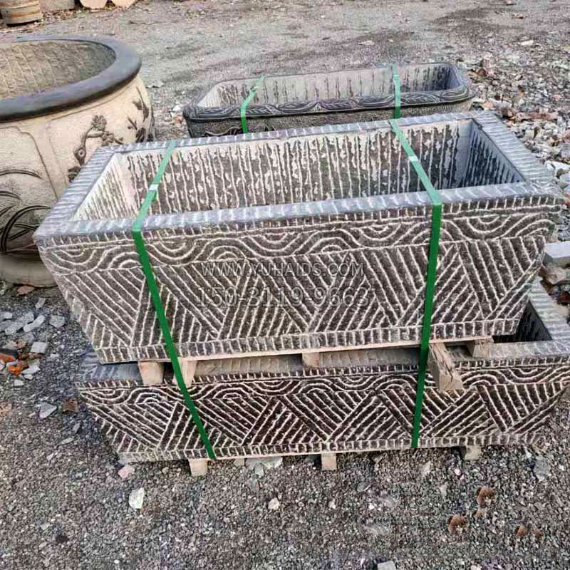 方形手工雕刻石槽雕塑