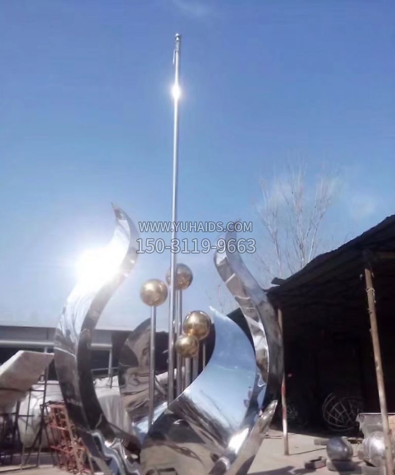 不锈钢镜面水仙花摆件雕塑