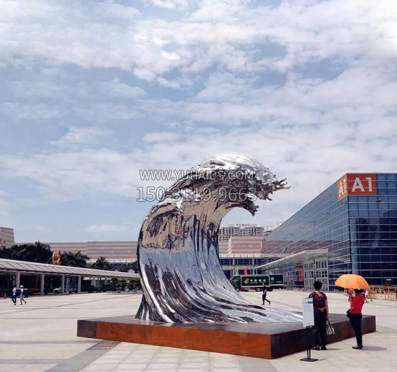 不锈钢抛光海浪雕塑