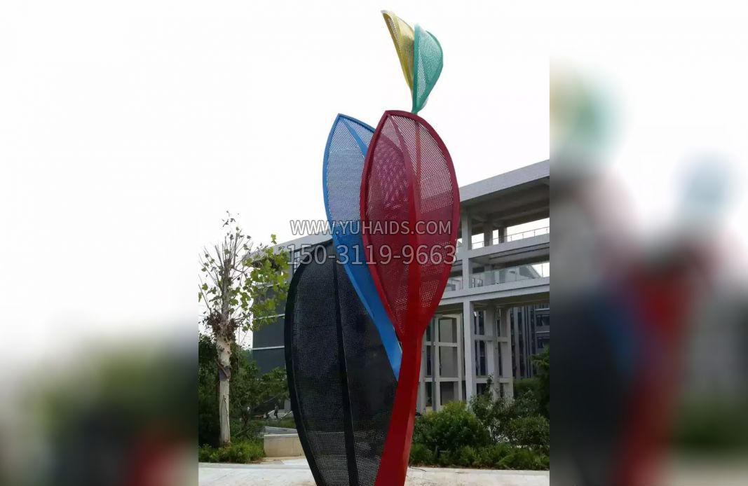 不锈钢叶子造型景观雕塑
