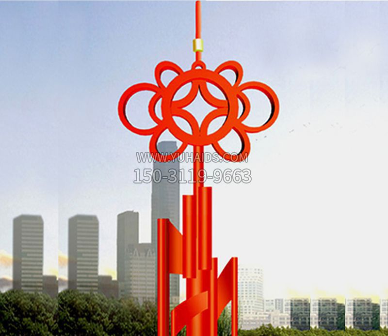 城市不锈钢中国结雕塑