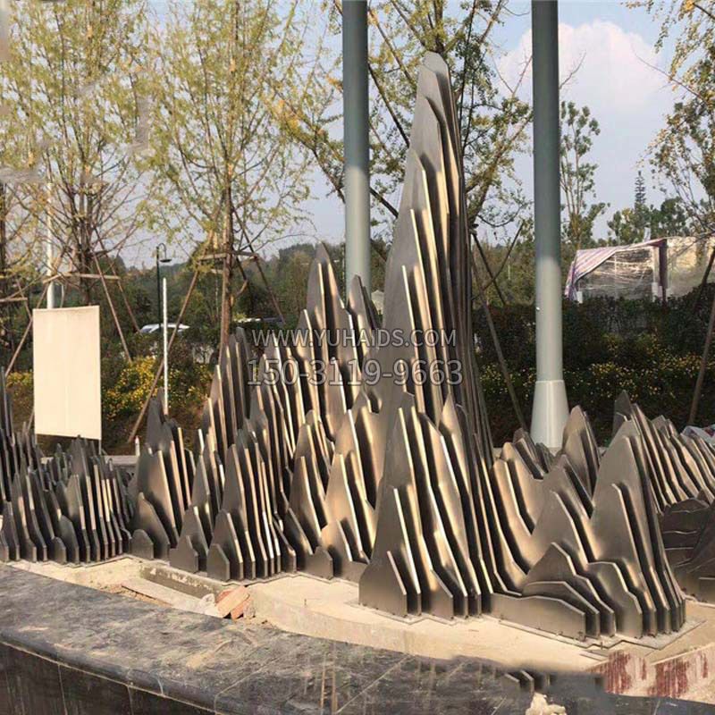 不锈钢假山雕塑-公园园林创意景观雕塑