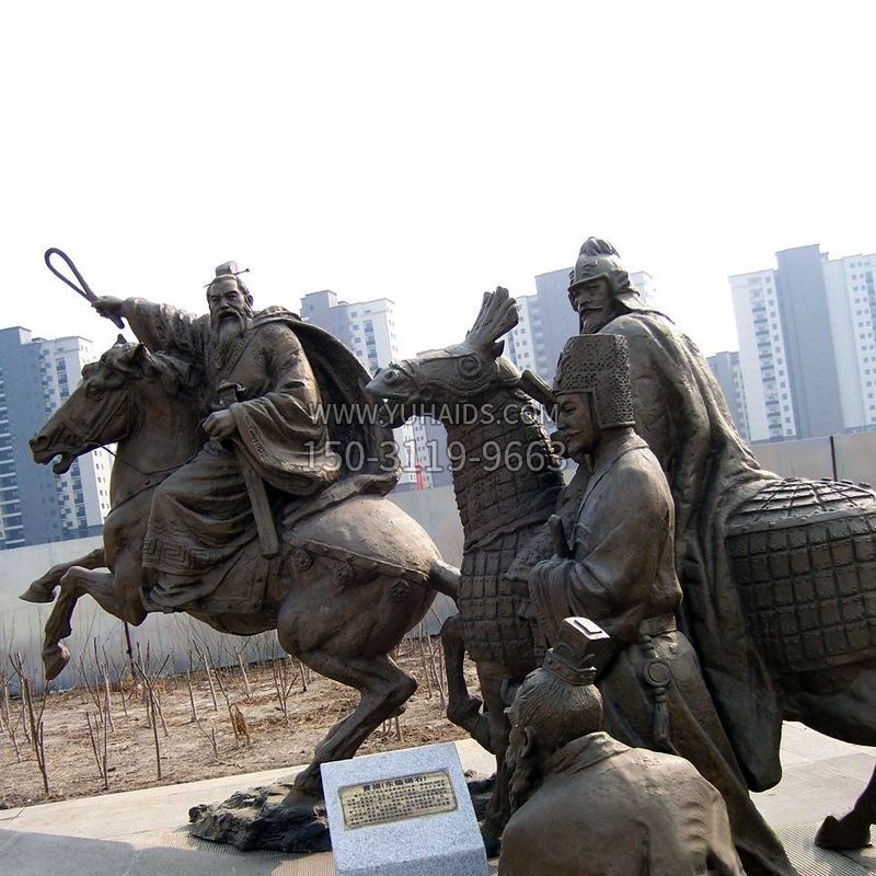 曹操东临碣石情景小品雕塑-纯铜铸造文化典故情景雕塑