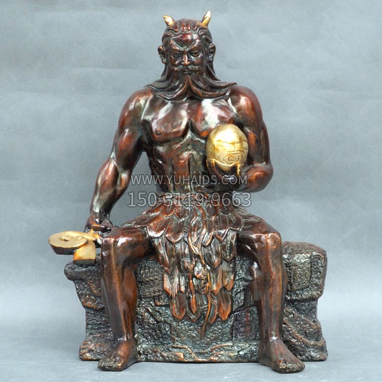 纯铜神农大帝坐姿雕塑像