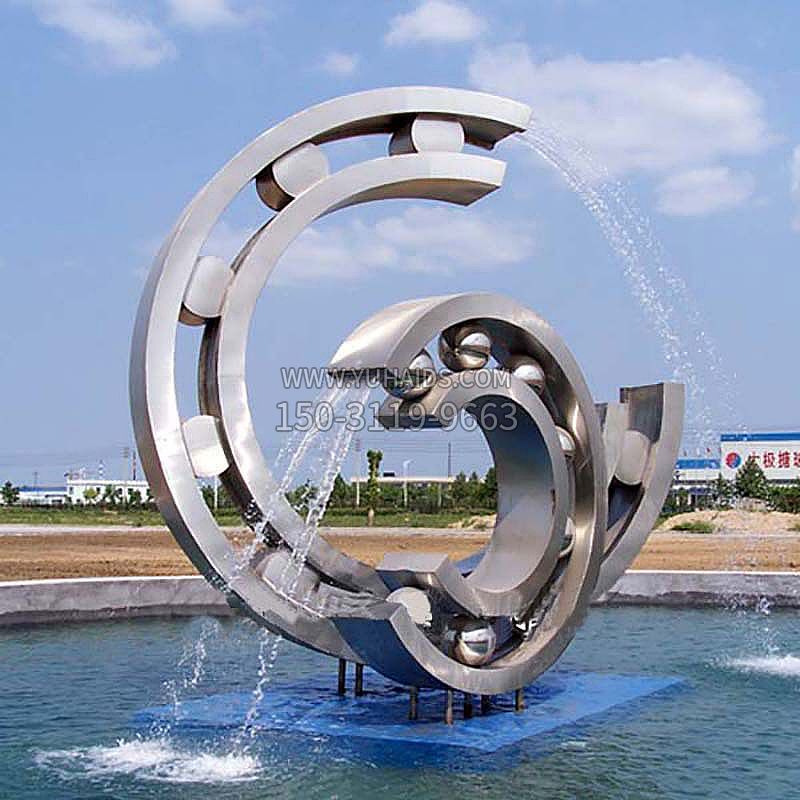 公园不锈钢喷水水景景观环雕塑