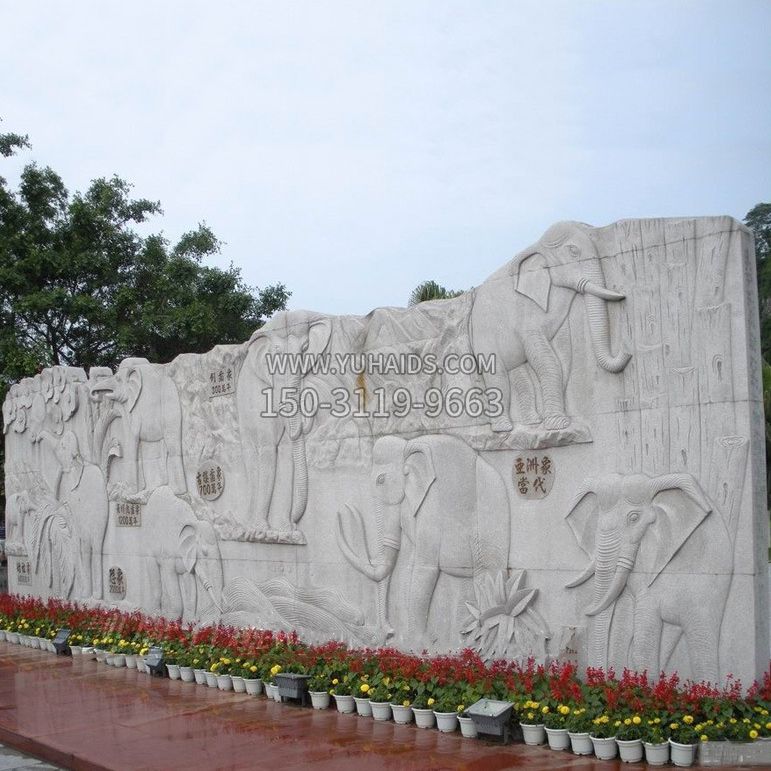 公园汉白玉浮雕墙雕塑