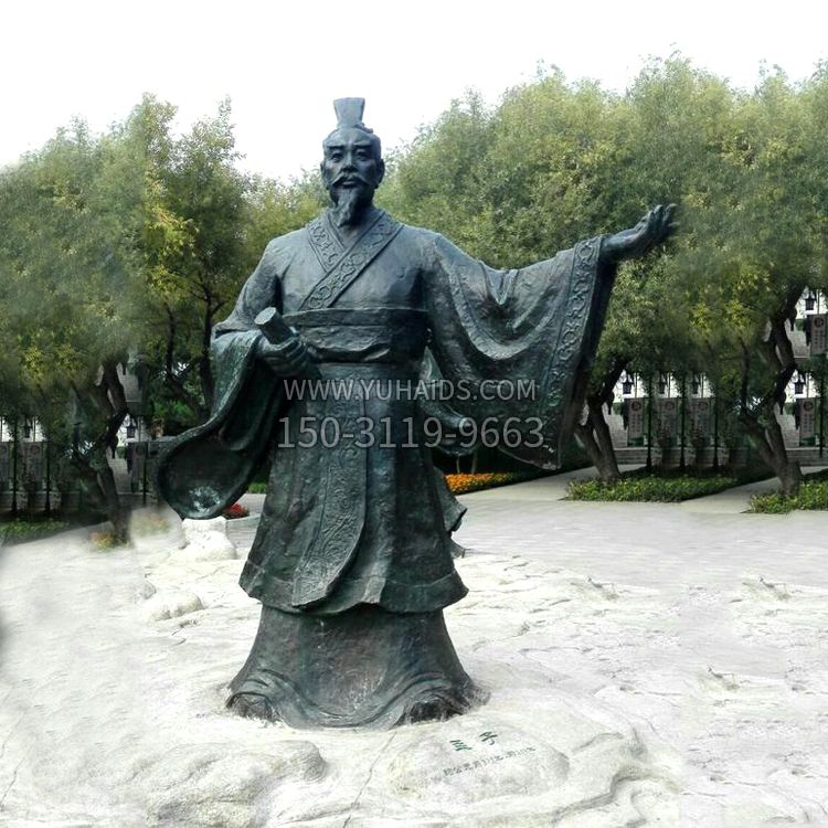 公园历史名人战国时期著名思想家孟子铜雕塑像