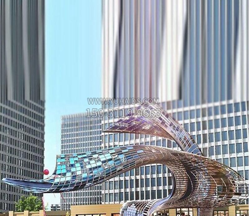 城市不锈钢海浪景观雕塑
