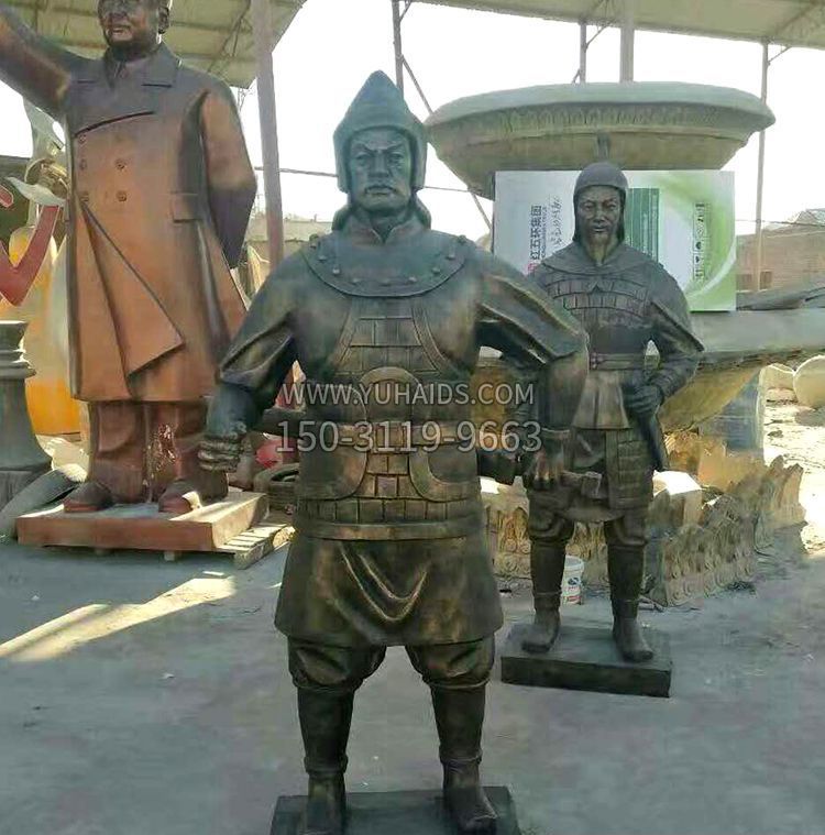 穿铠甲的古代士兵铜雕雕塑