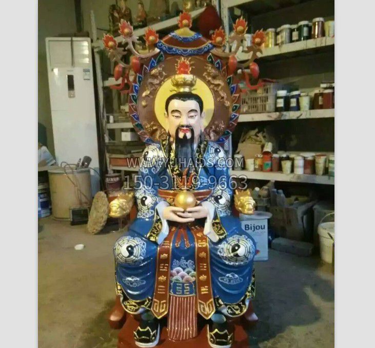 彩绘元始天尊铜雕雕塑