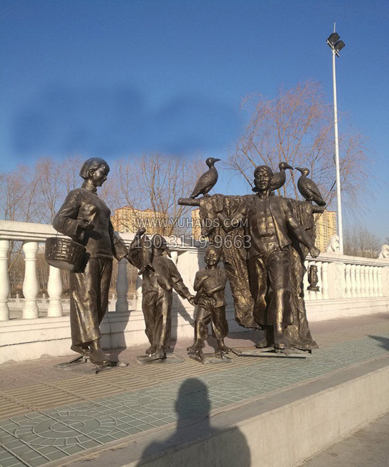 公园景观摆件渔民铜雕雕塑