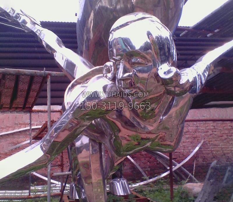 广场不锈钢运动员雕塑
