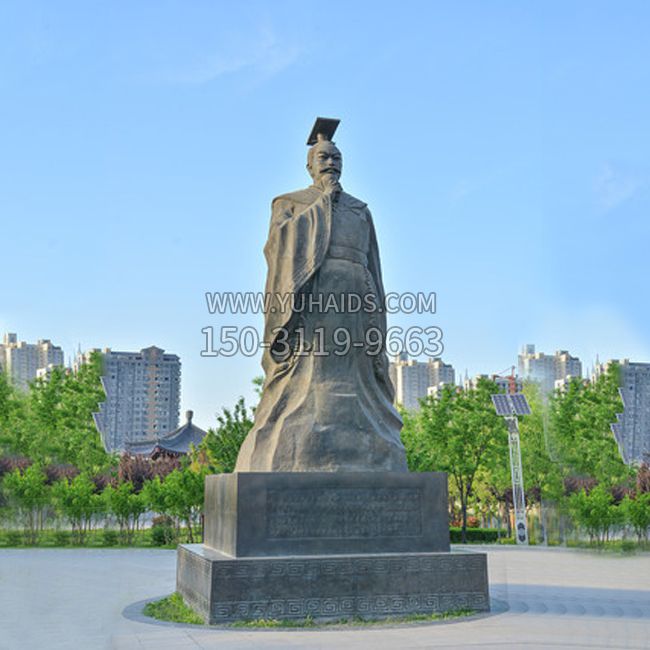 公园广场历史名人，青石隋文帝杨坚雕塑