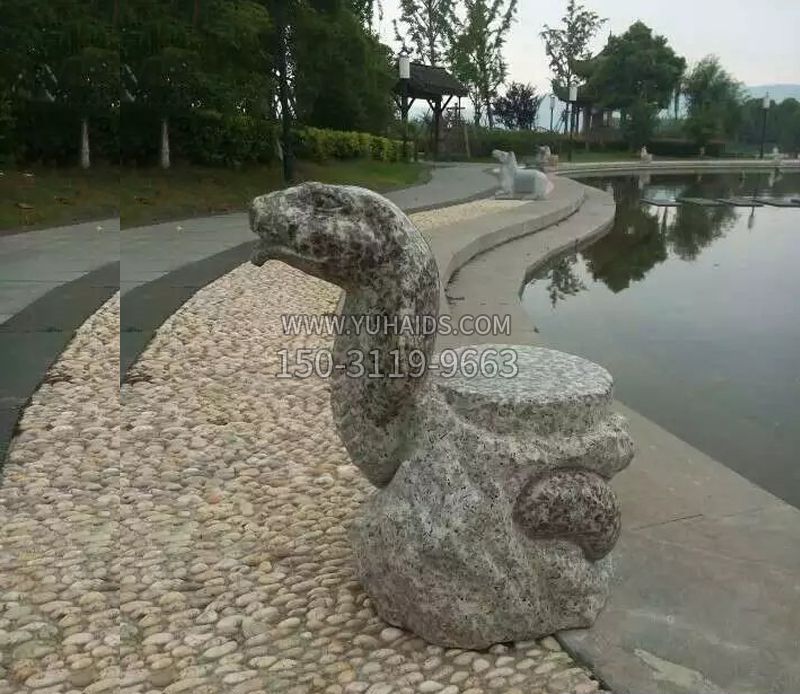 公园十二生肖蛇石雕 雕塑