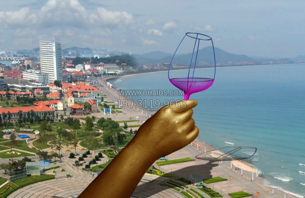 不锈钢酒杯城市景观雕塑