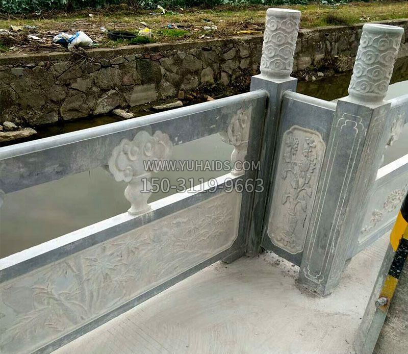 仿古护城河石栏板石雕雕塑