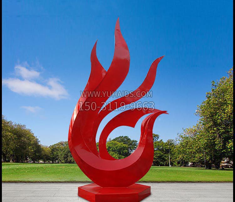 公园不锈钢创意红色鸟雕塑