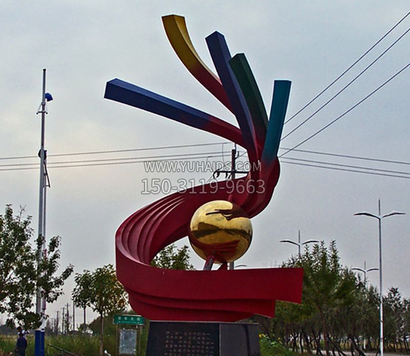 不锈钢飘带广场景观雕塑