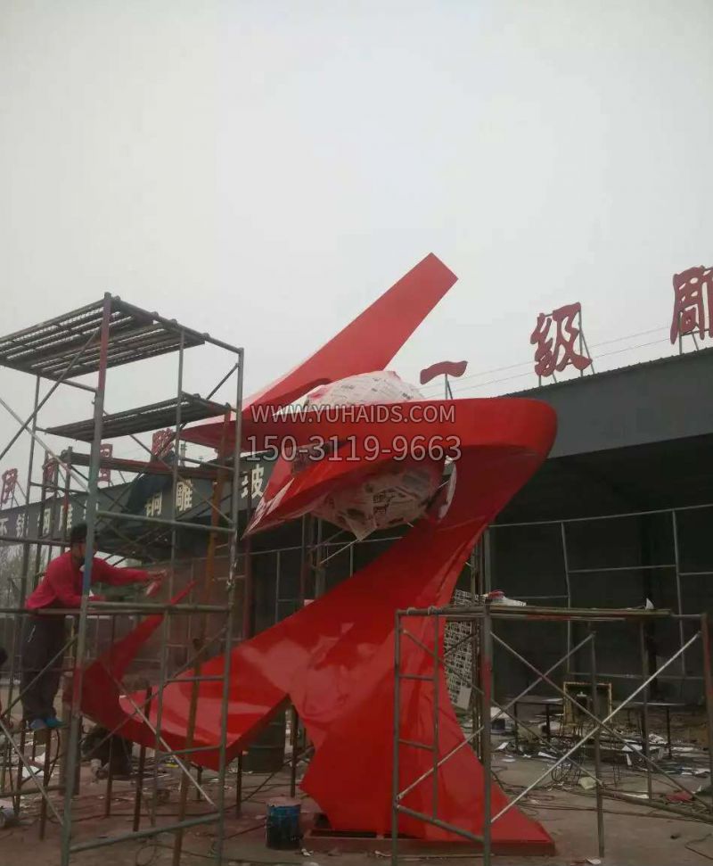 不锈钢烤漆展望未来景观雕塑
