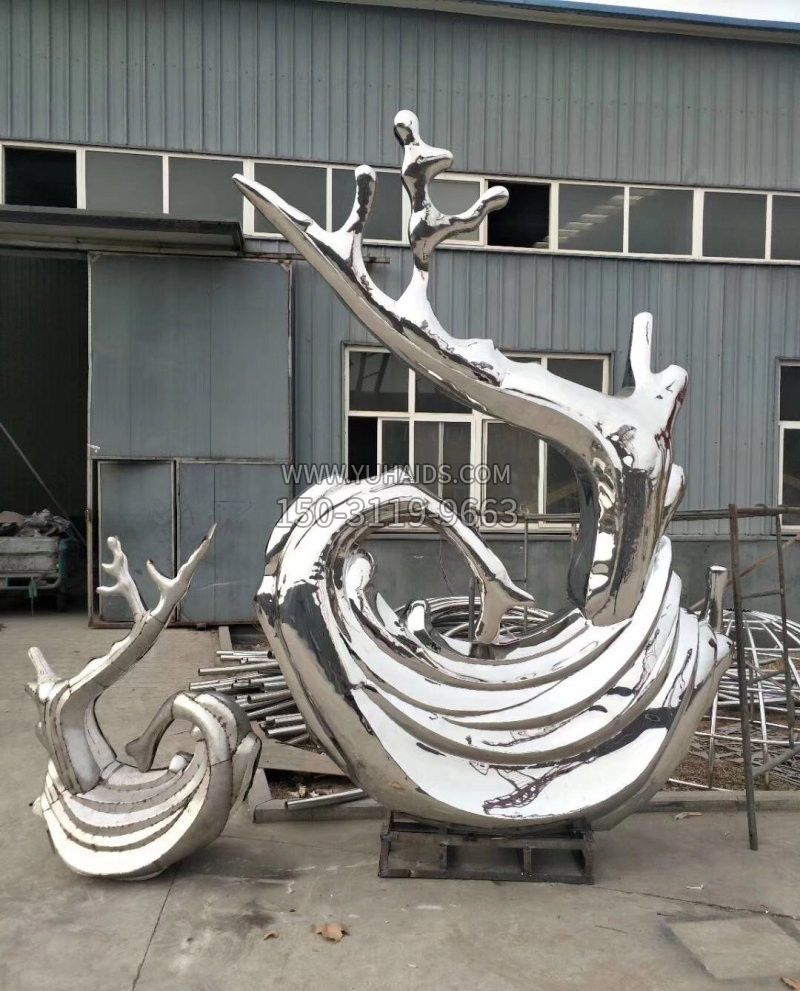 不锈钢抽象海浪浪花雕塑
