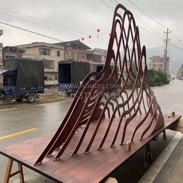 不锈钢假山形水景雕塑