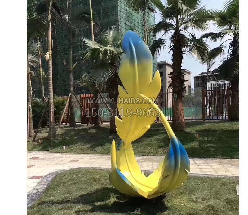 不锈钢抽象羽毛景观雕塑
